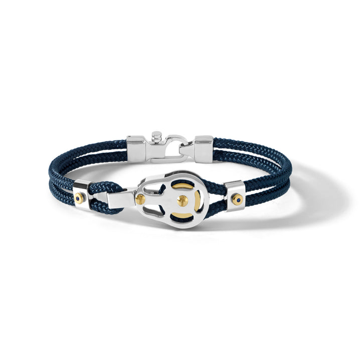 Bracelet bloc Comete acier et cordon bleu UBR727