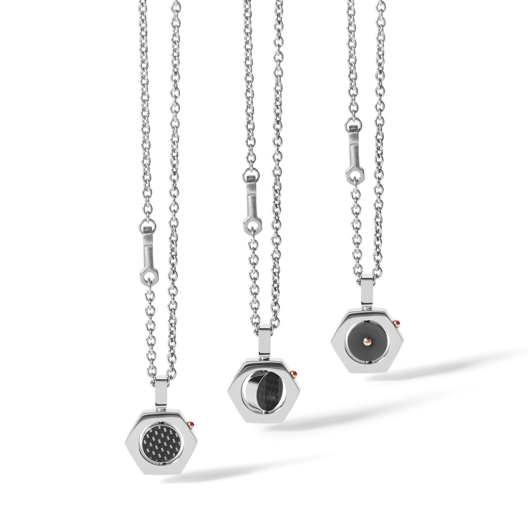Collier Comete en acier et fibre de carbone UGL598