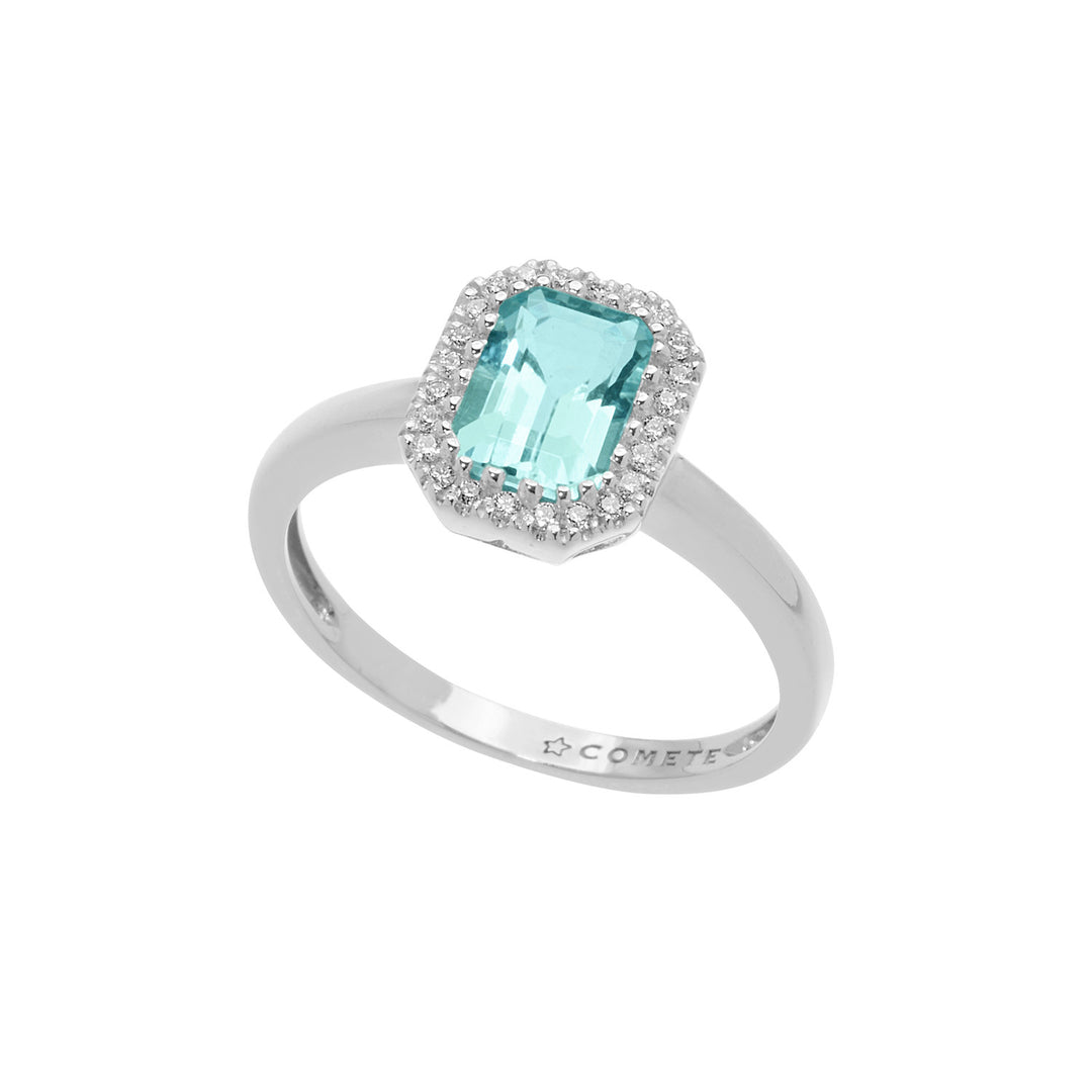 Bague Comete en or avec diamants et aigue-marine octogonale ANQ311