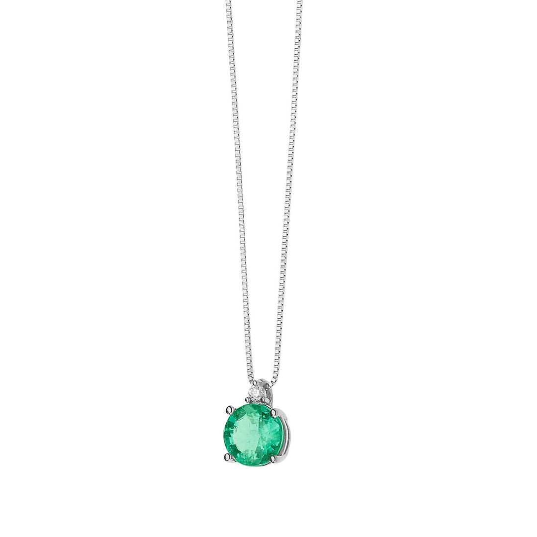 Collier Comete en Or, Diamant et Émeraude rond GLB1382