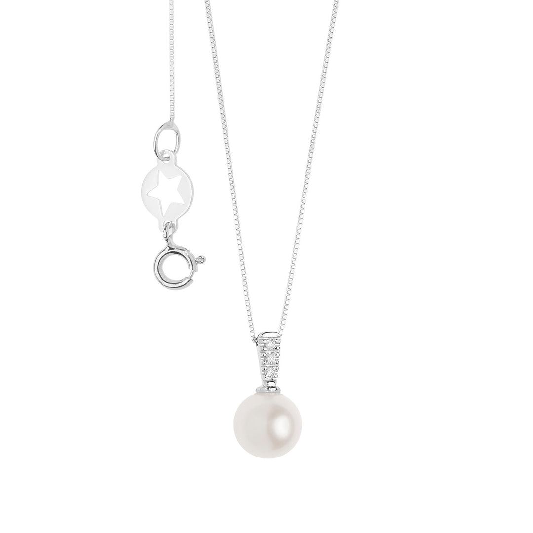 Comete Necklace with Pearl and White Diamonds GLP623