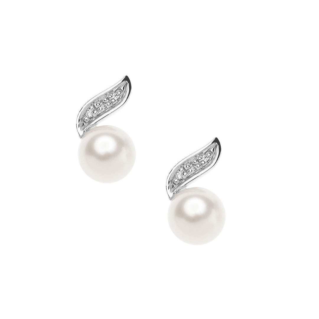 Comete Pearl Earrings in Gold and Diamonds ORP744