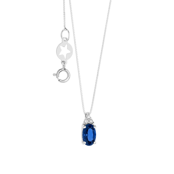 Comete Collana in Oro Diamanti e Zaffiro ovale GLB1615