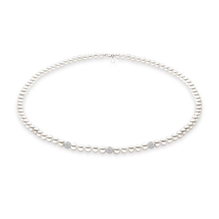 Comete Collana Filo Perle Acquadolce in Oro e sfere Diamantate FWQ193B