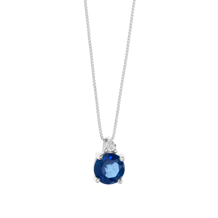 Comete Girocollo in Oro Diamanti e Zaffiro blu tondo GLB1501