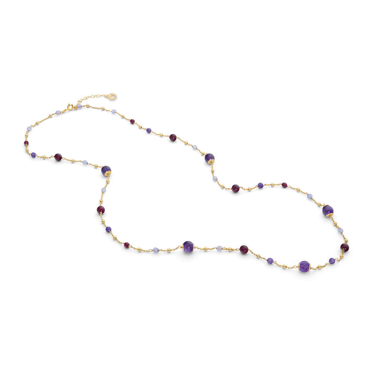 Collier Comete en Argent 925‰ avec Améthyste colorée, Agate et Jade GLA269