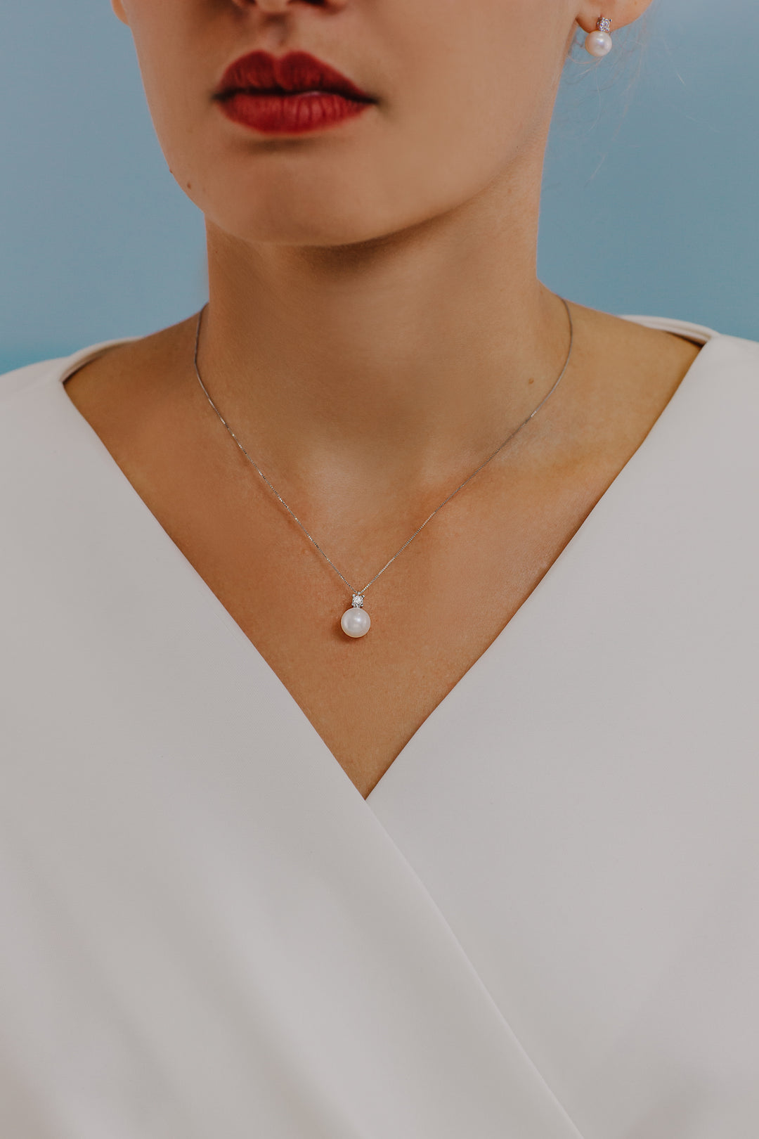 Collier Comete Perle point lumineux en Or et Diamant GLP595