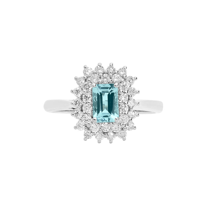 Comete Anello in Oro Diamanti e Acquamarina ottagonale ANQ324