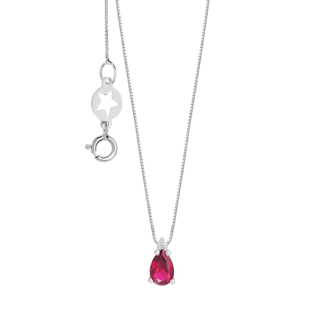 Comete-Halskette aus 750 ‰ Gold, Diamanten und Rubinen Tropfen GLB1683
