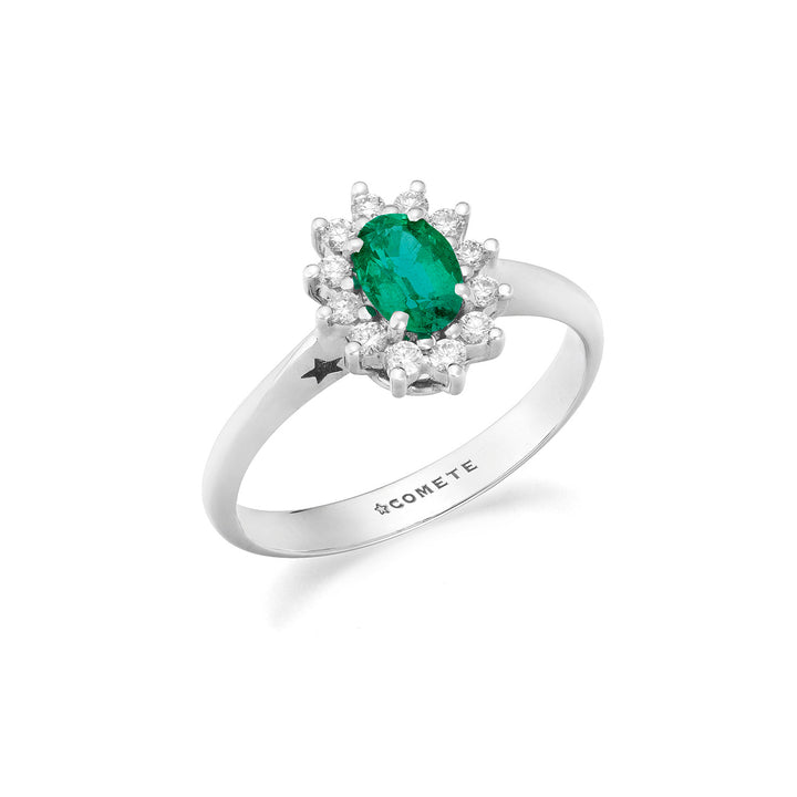 Comete Bague en or blanc avec diamants et émeraude ovale ANB2750S3