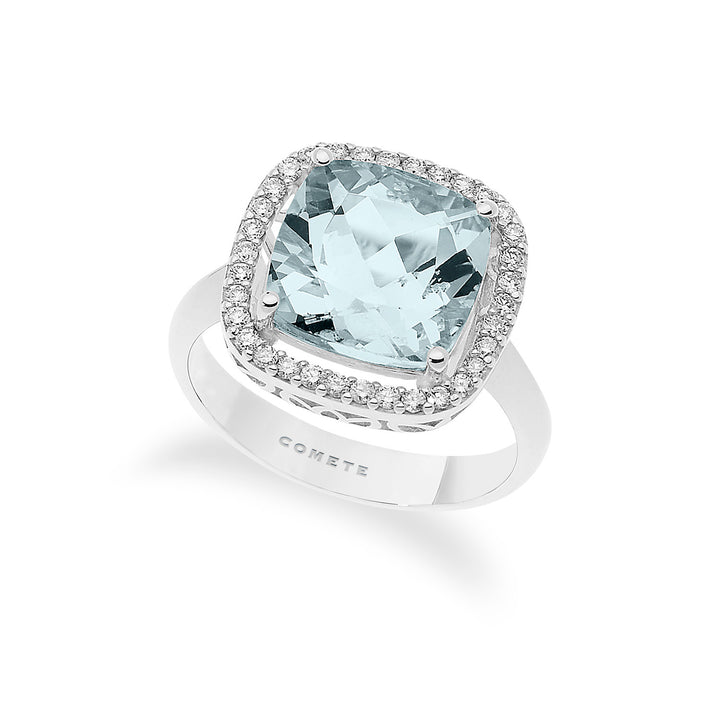 Comete Anello in Oro Diamanti e Acquamarina taglio antico ANQ295