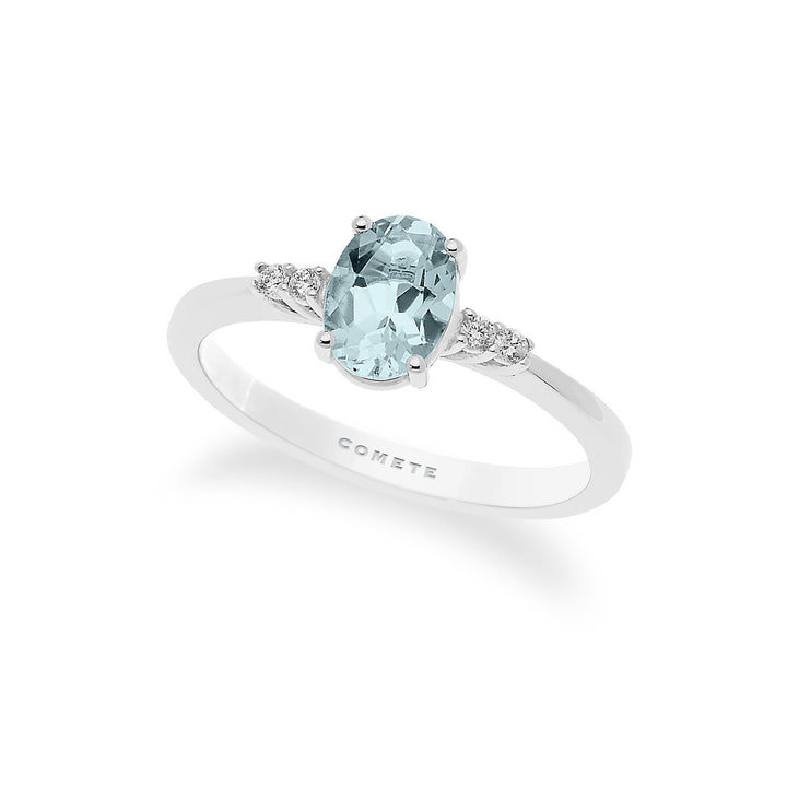 Comete Anello in Oro Diamanti e Acquamarina Ovale ANQ296