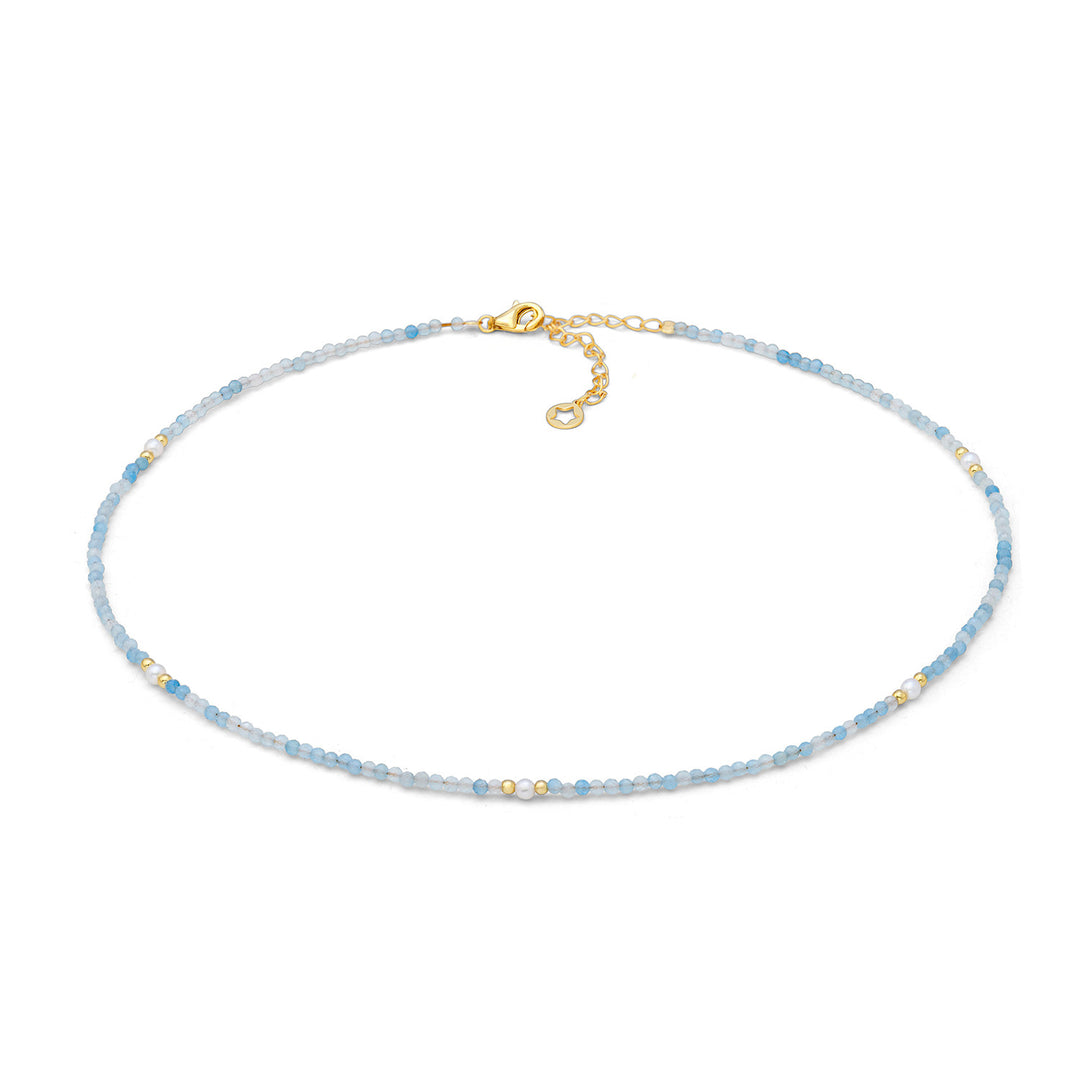 Comete Girocollo in argento 925‰ dorato con acquamarina e perle GLA288