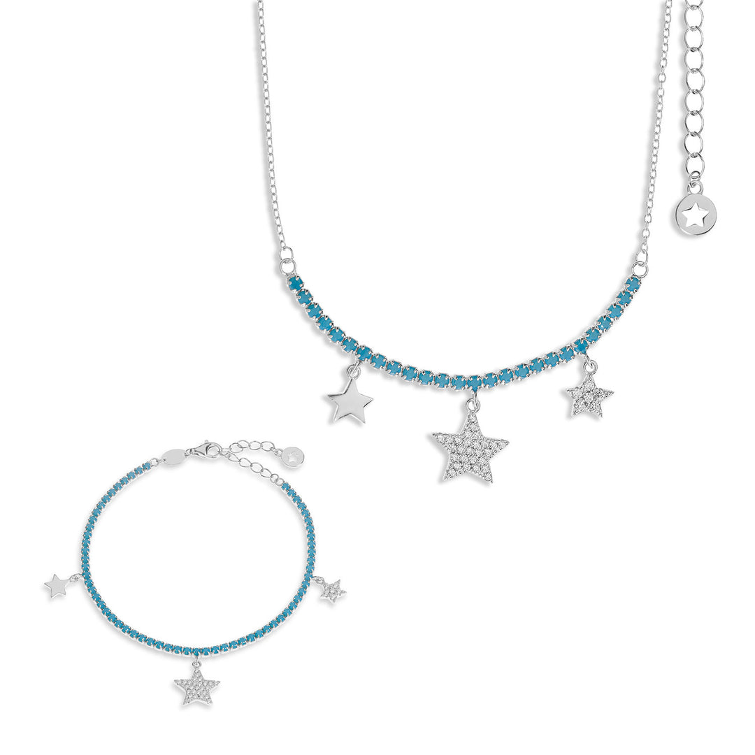 Collier et bracelet tennis Comete avec étoile, collection Talisman KIT257252