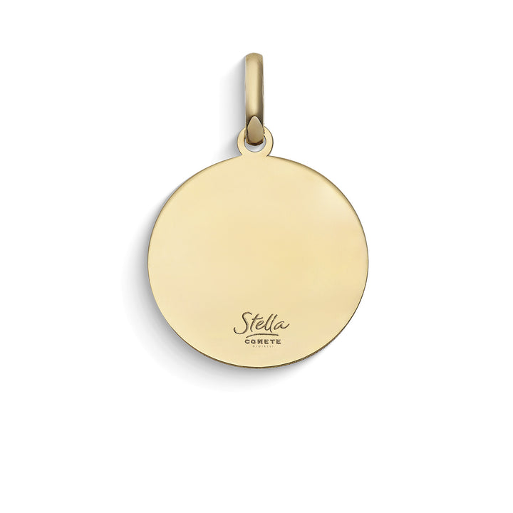 Comets Customizable round pendant in 375‰ yellow gold KCOB001