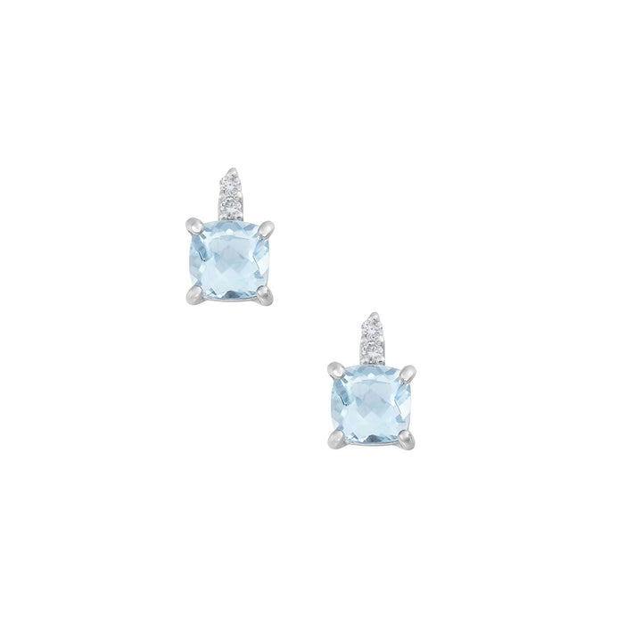 Comete Earrings in 750‰ Gold with Diamonds and Aquamarine, old cut ORQ266