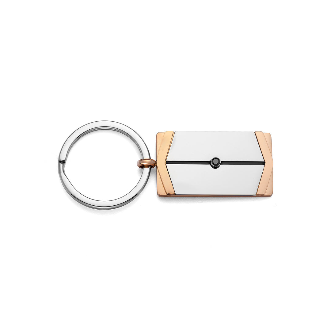Porte-clés Comete en Acier, PVD rosé et zircon noir UCH185
