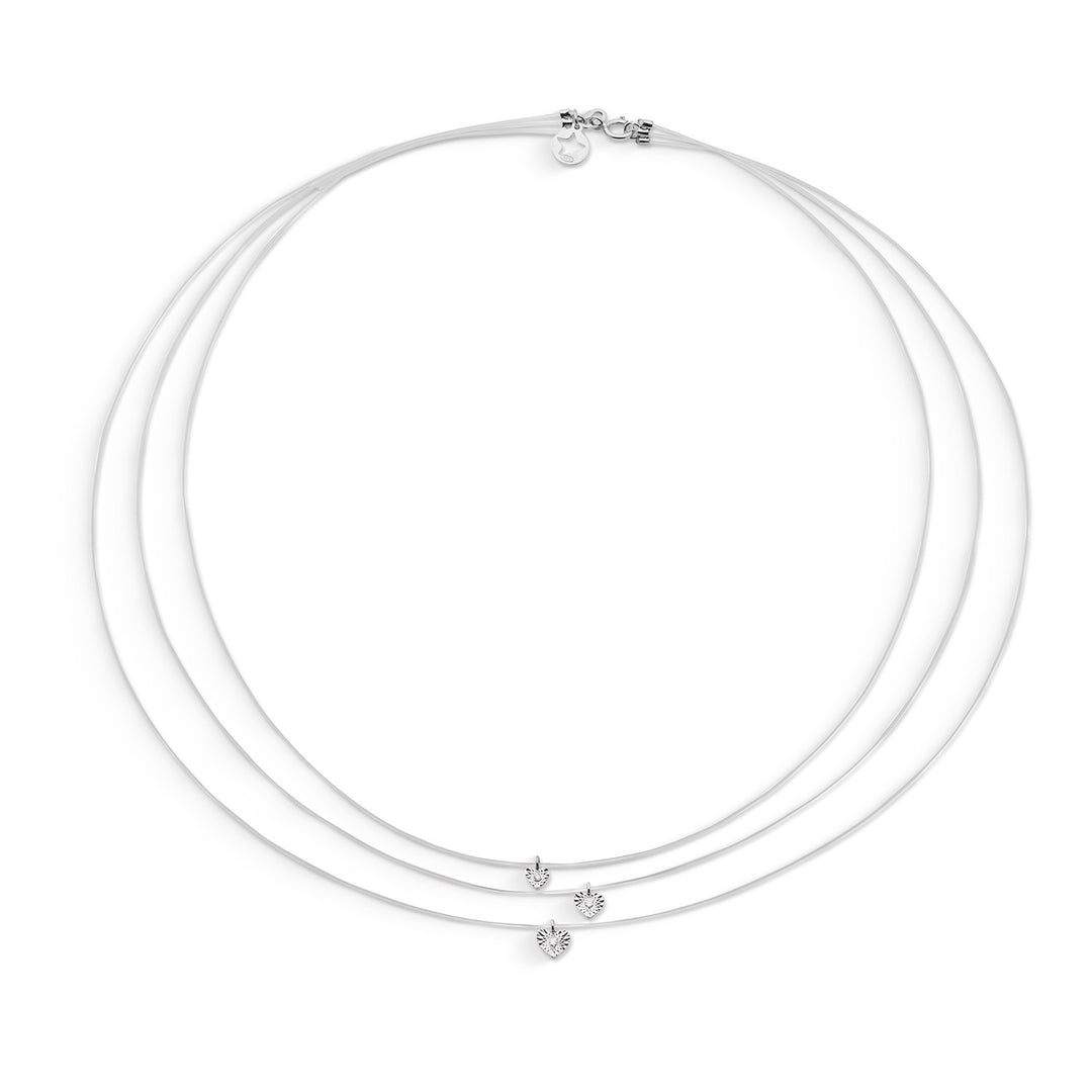 Collier Comete en or blanc 375‰ avec pendentifs coeurs et diamants blancs KGLB1432