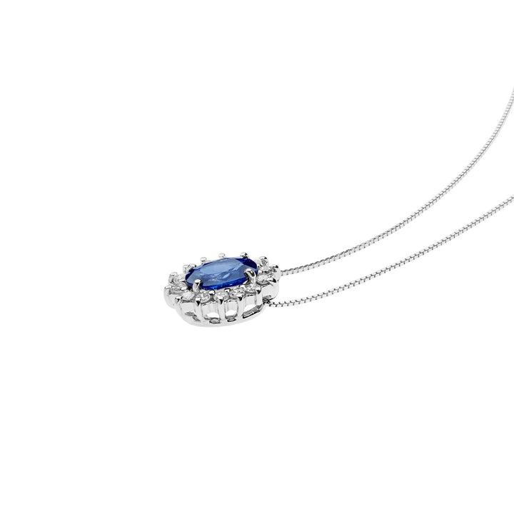 Comete-Halskette aus Gold, Diamanten und ovalem blauem Saphir GLB1564