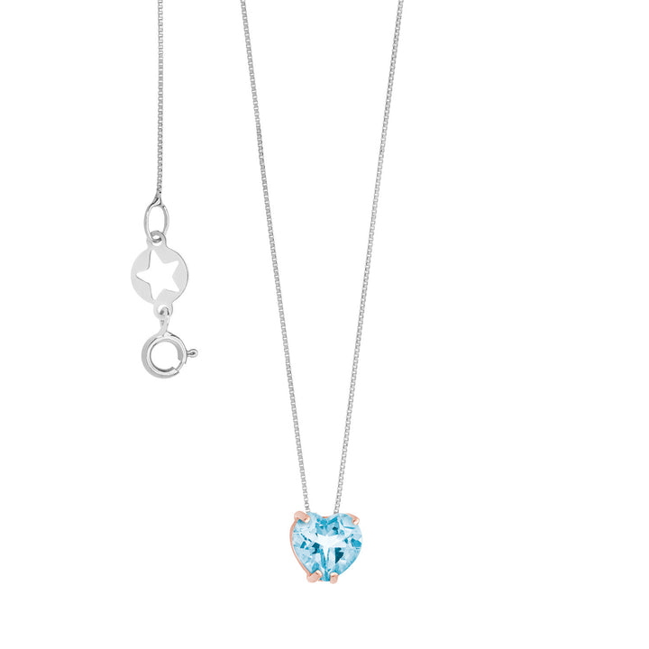 Comete Necklace in rose gold and blue topaz heart GLB1546