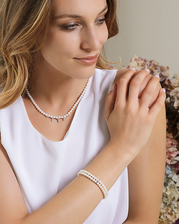 Collier cordon de perles Comete avec diamants FWQ372