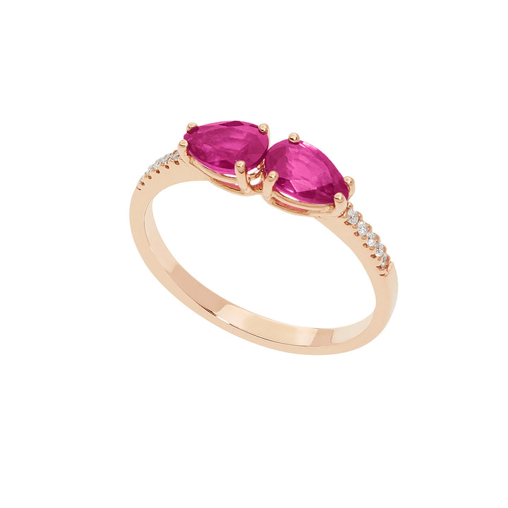 Comete-Ring aus Roségold mit Diamant- und Rubintropfen ANB2636