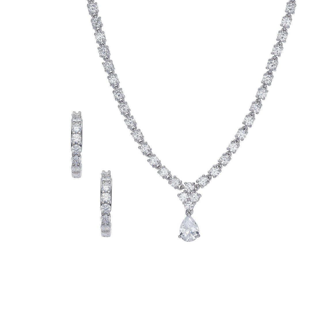 Comete Girocollo e Orecchini a cerchio in Argento 925‰ e Zirconi bianchi KIT265196