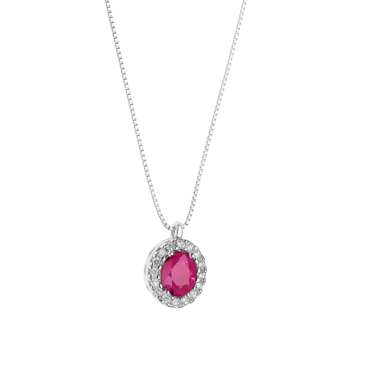 Comete Collana in Oro Diamanti e Rubino ovale GLB1673