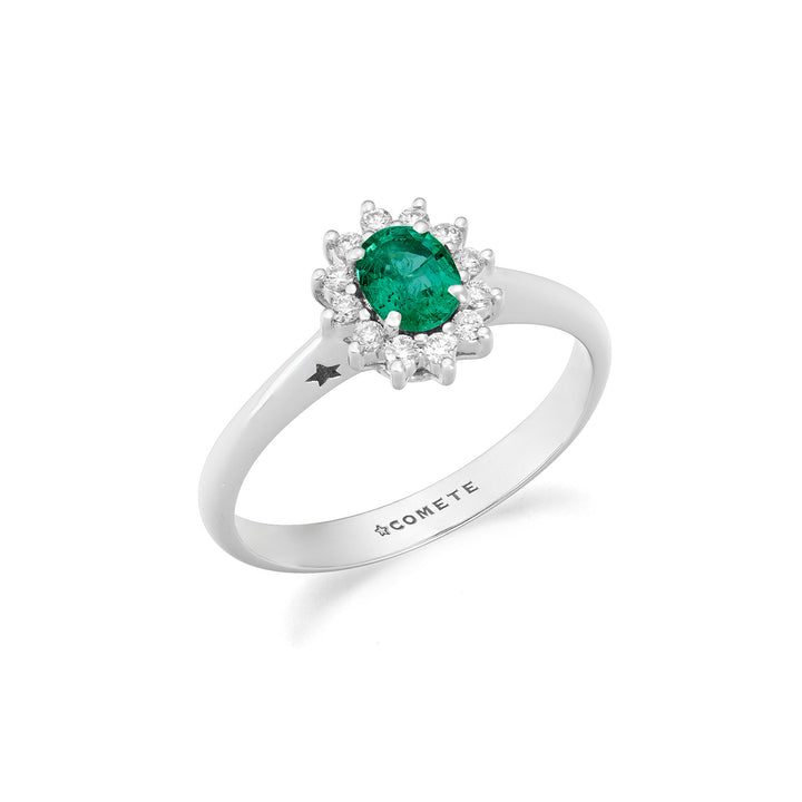 Comete Bague en or blanc avec diamants et émeraude ovale ANB2750S3