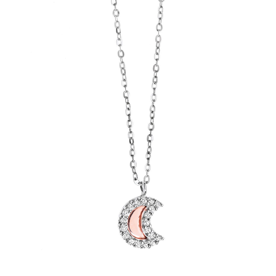 Collier Comete Luna en or blanc et rose avec Diamants GLB826