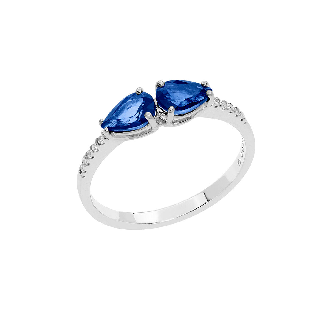 Comete Gold Ring with Diamonds and Sapphires Drop ANB2635