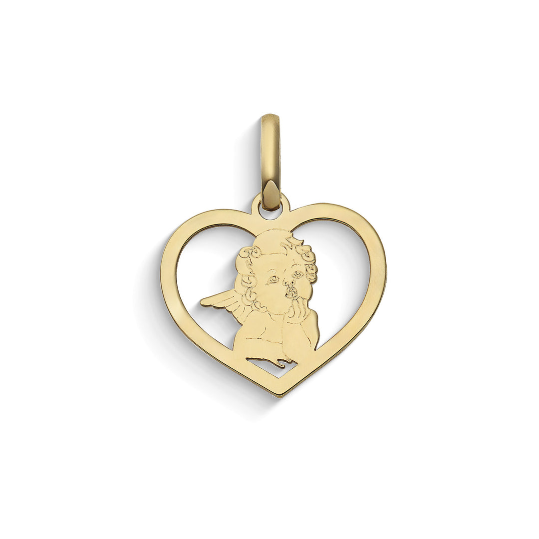 Comete Heart pendant with Guardian Angel in 375‰ yellow gold KCOB039