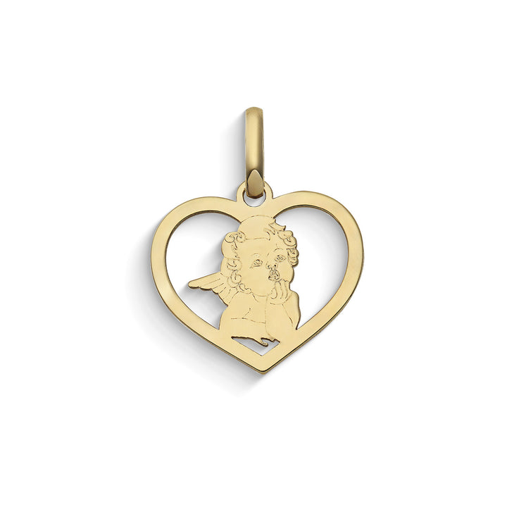 Comete Heart pendant with Guardian Angel in 375‰ yellow gold KCOB039