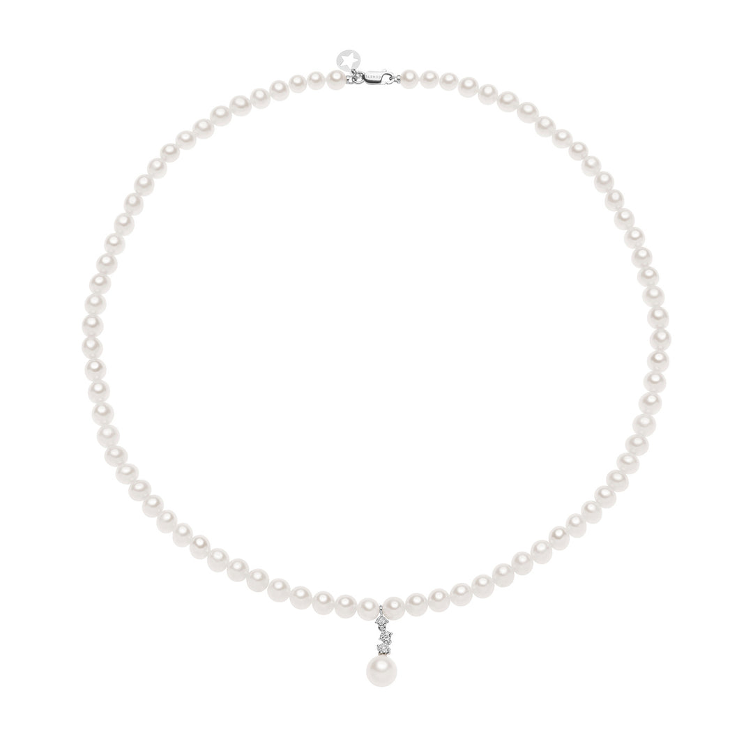 Comete Girocollo Filo Perle con Oro e Diamanti Trilogy FWQ324