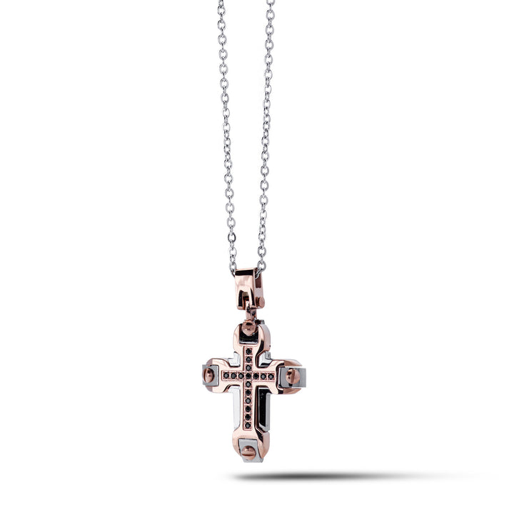 Comete Collana in Acciaio pvd rosa e Zirconi neri UGL709
