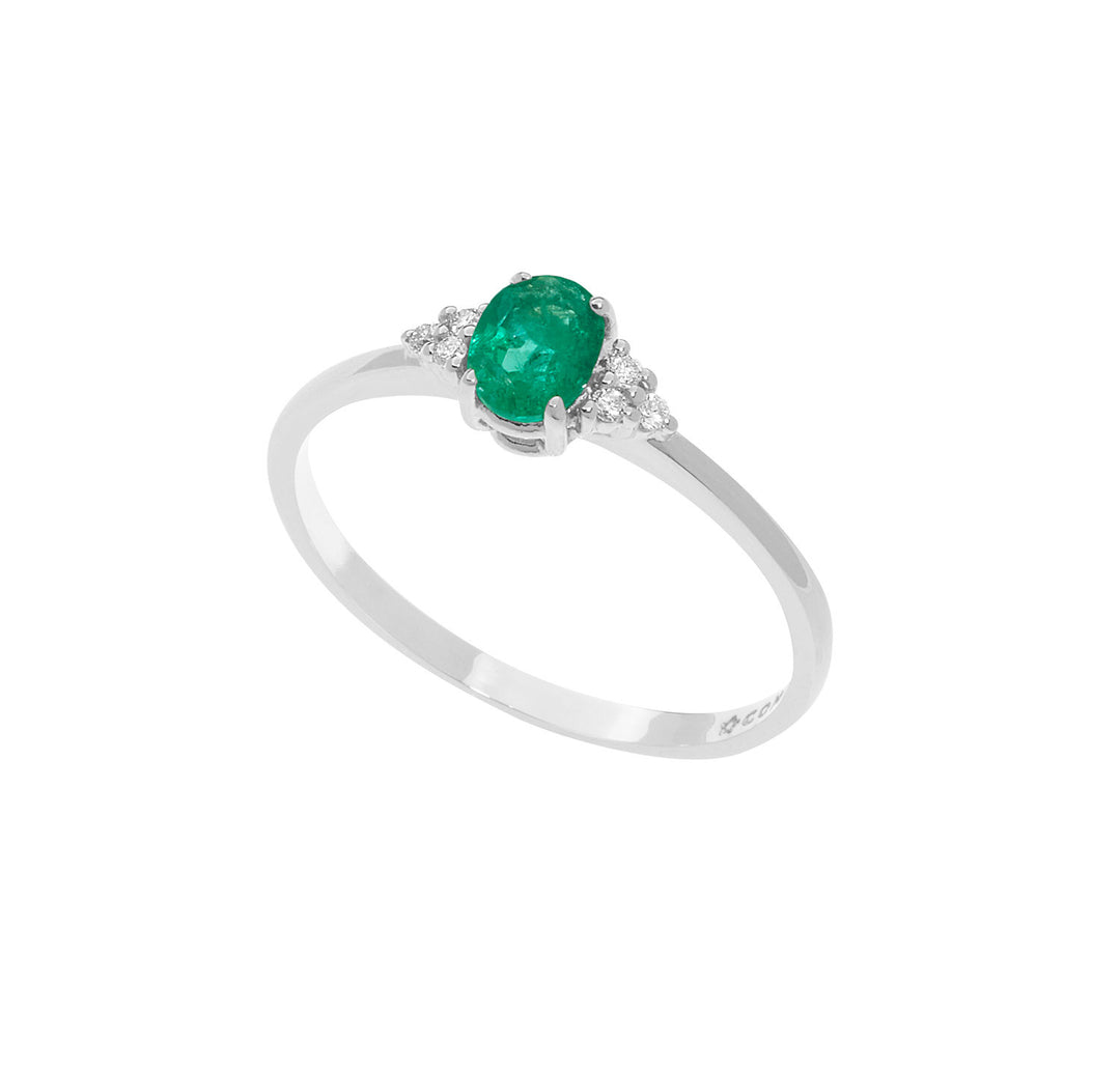 Comete Gold Ring with Diamonds and Oval Emerald ANB2577S3