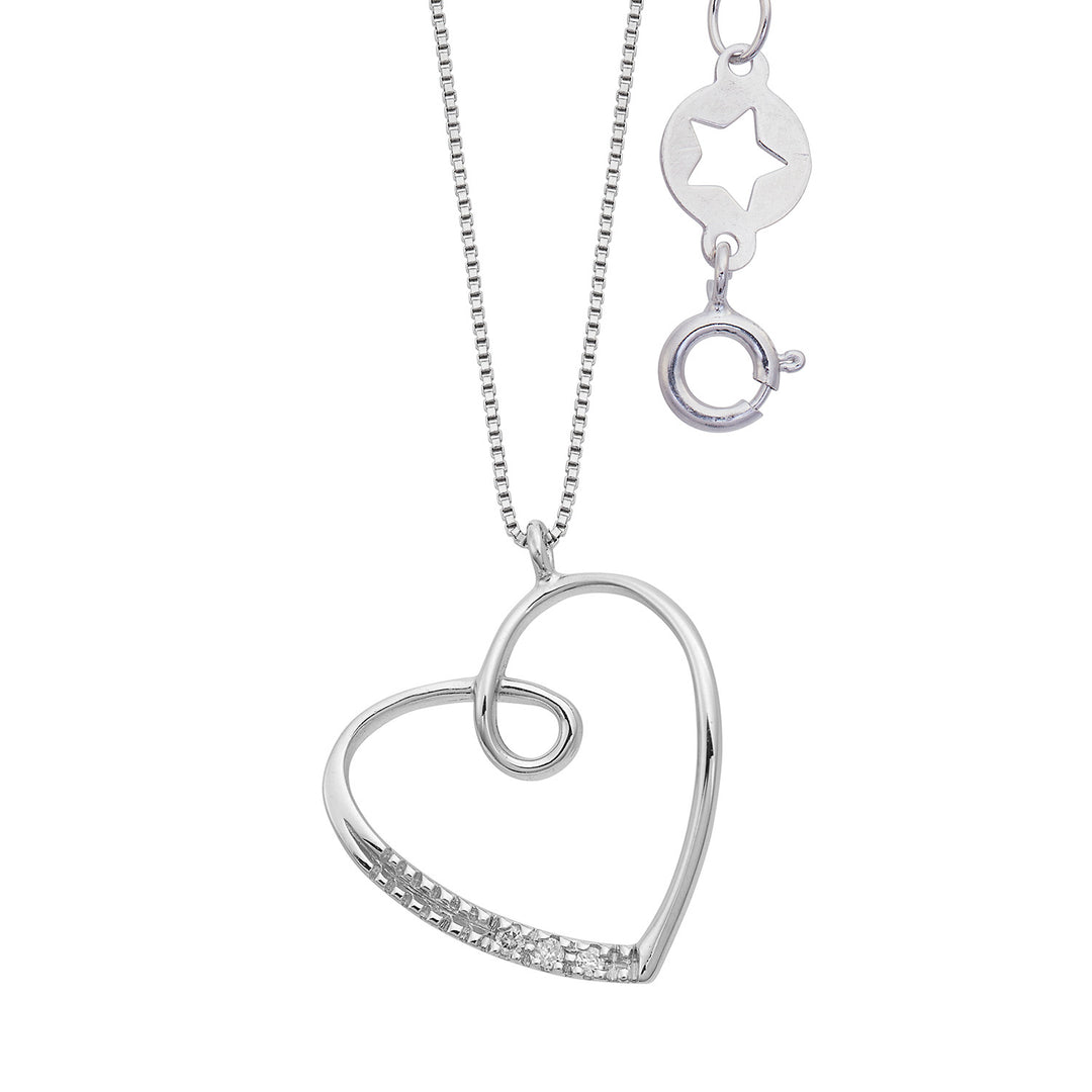 Comete Heart necklace in 750‰ white gold and diamonds GLB1646