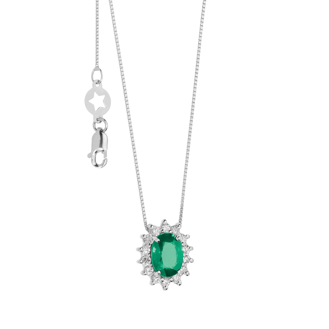 Comete Girocollo in Oro Diamanti e Smeraldo ovale GLB1566S3
