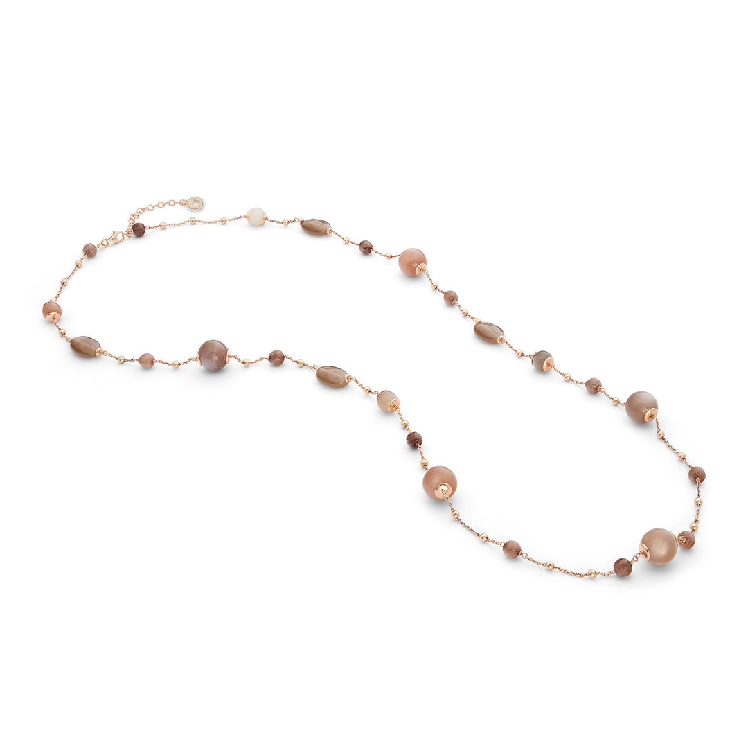 Collier Comète Argent 925‰ avec Pierre de Lune, Cristal, Jade coloré GLA284