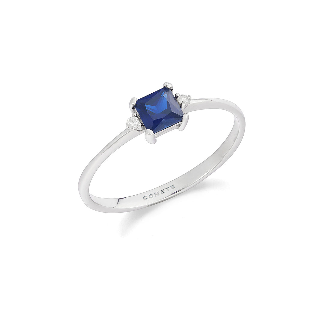 Comete-Ring aus Weißgold mit Diamanten und blauem Saphir ANB2706