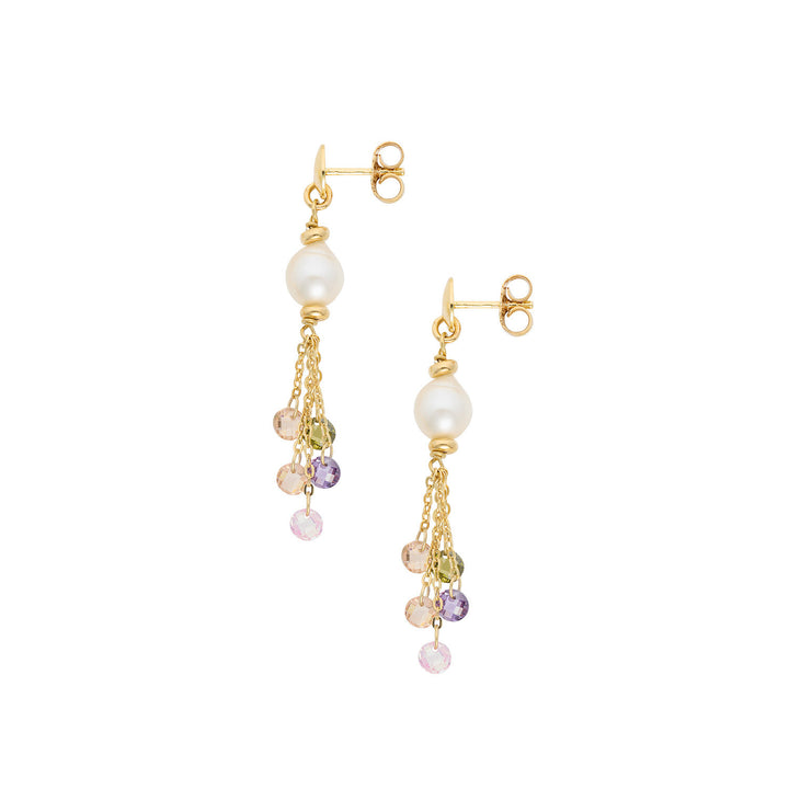 Comete Earrings in 925‰ Silver with multicolor crystals and Acquadolce Pearls ORA225