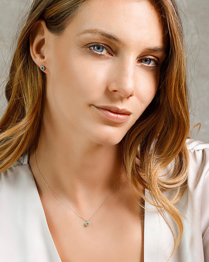 Collier Comete en Or, Diamants et Émeraude Ronde GLB1674