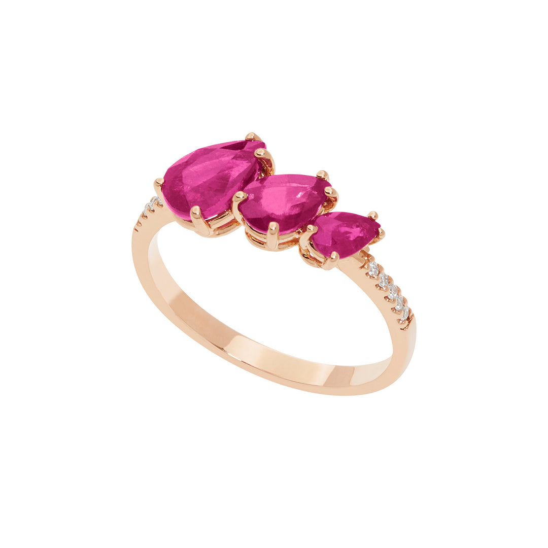 Comete Anello in Oro rosa Diamanti e Rubini Goccia ANB2638