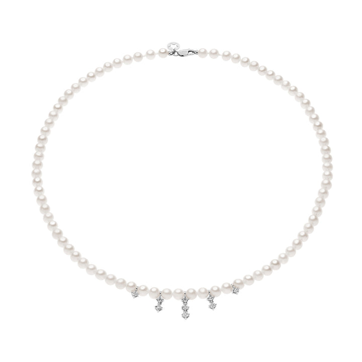 Collier cordon de perles Comete avec diamants FWQ372