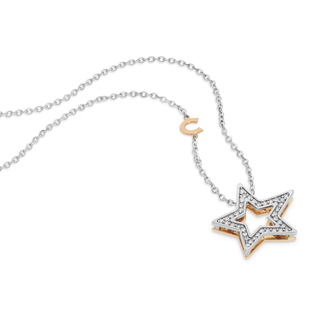 Collier Comete en or blanc et rose avec diamants GLB1446
