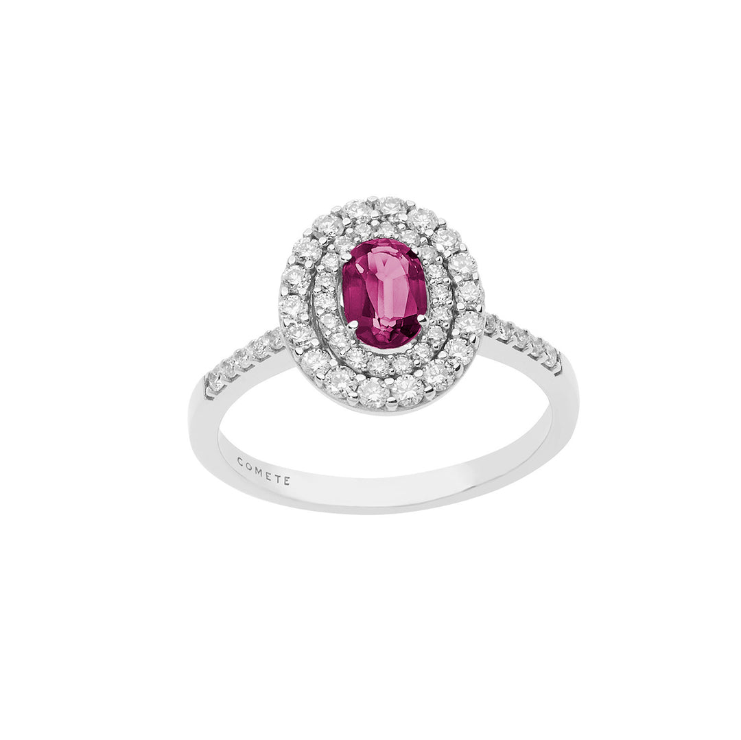 Comete Anello in Oro Diamanti e Rubino ovale ANB2418