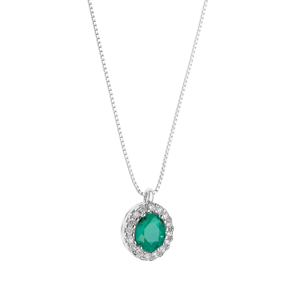 Collier Comete en Or, Diamants et Émeraude Ovale GLB1158