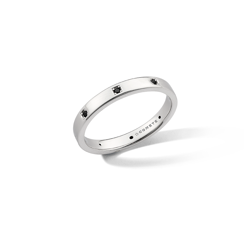Comete-Ring aus rhodiniertem 925‰-Silber, schwarze Zirkone UAN132M13