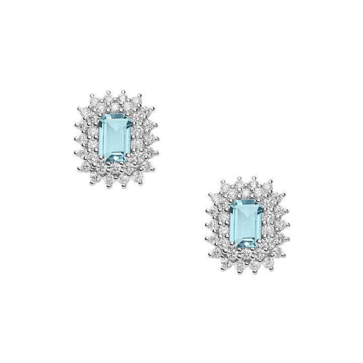 Comete Earrings in Gold, Diamonds and Octagonal Aquamarine ORQ261