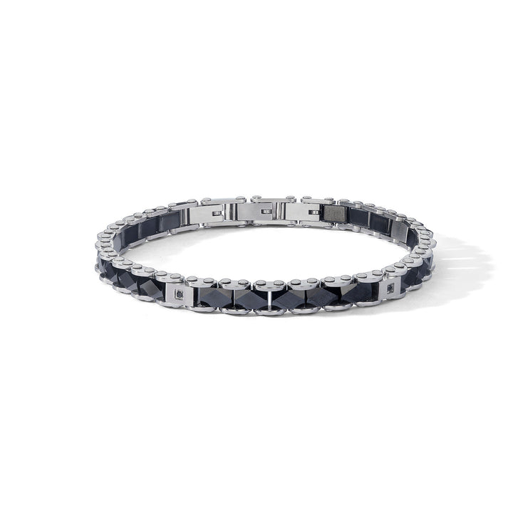 Comete Bracciale Acciaio con ceramica e zirconi neri UBR1250